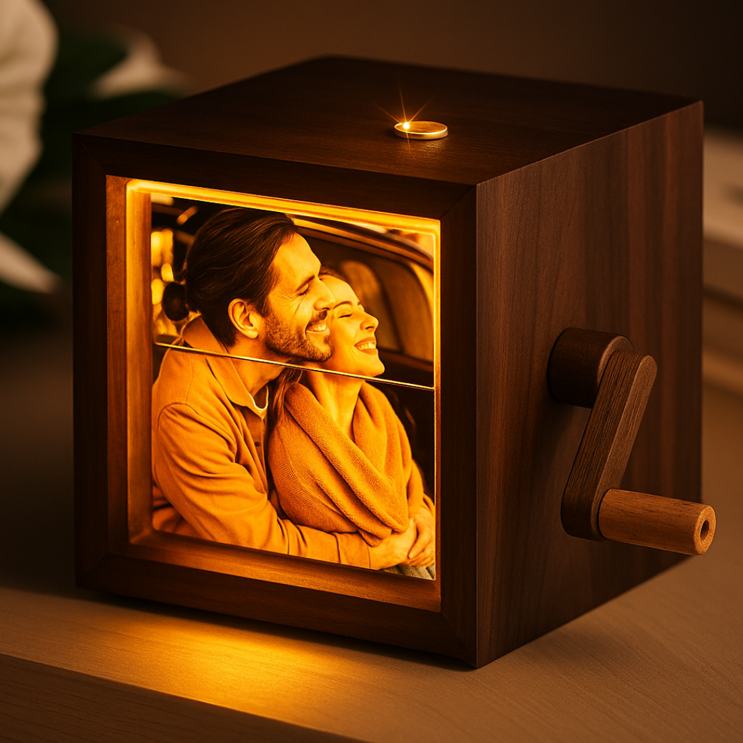 Custom photo box with a crank