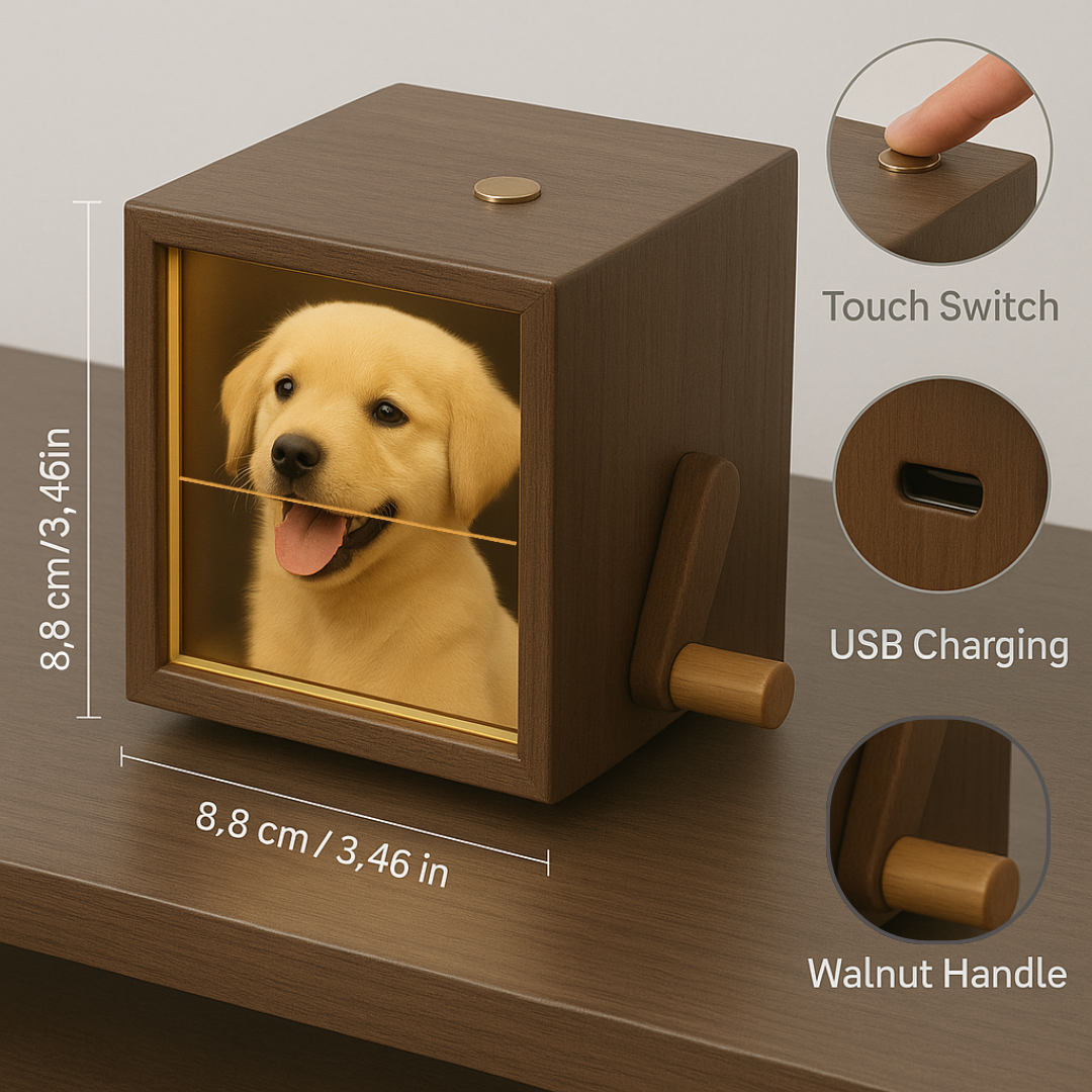 Custom photo box with a crank